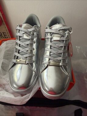 Lucky Step Women's Metallic Silver Athletic Sneakers